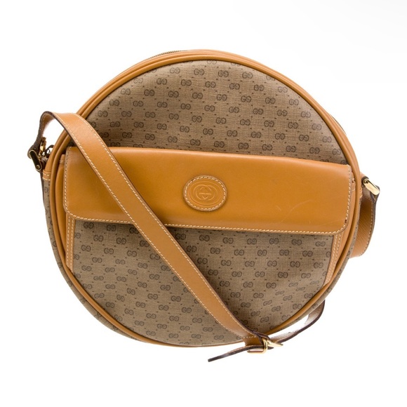 Gucci Round Canteen Crossbody Bag Vintage Rare Micro GG Circle Messenger XL - Picture 5 of 17